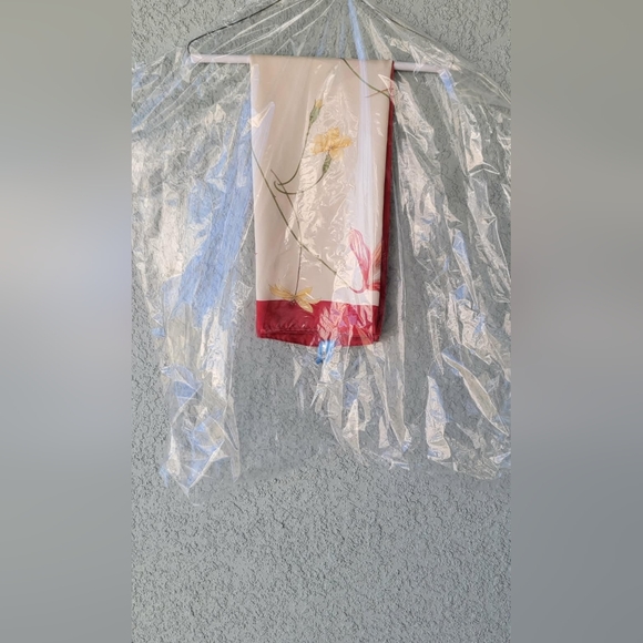 Floral Silk Scarf with Red Border - Picture 8 of 9